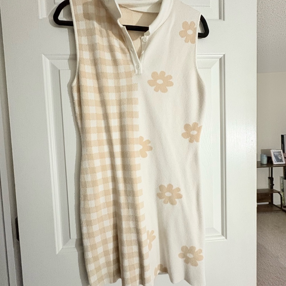 Vintage Cream and Beige Mini Dress